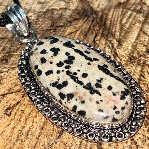 Speckled Dalmation Stone Pendant 2 1/2” - Picture 10 of 13